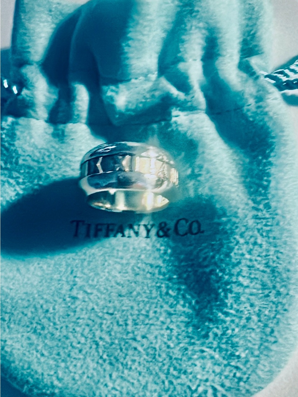 Tiffany & Co. Atlas 2003 Wide Band Ring Sterling Silver 925 Size US 4.5 W/Pouch - Picture 4 of 11
